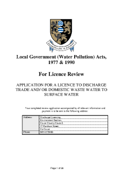 Surface Waters  - Discharge Licence Review Application Form summary image
									