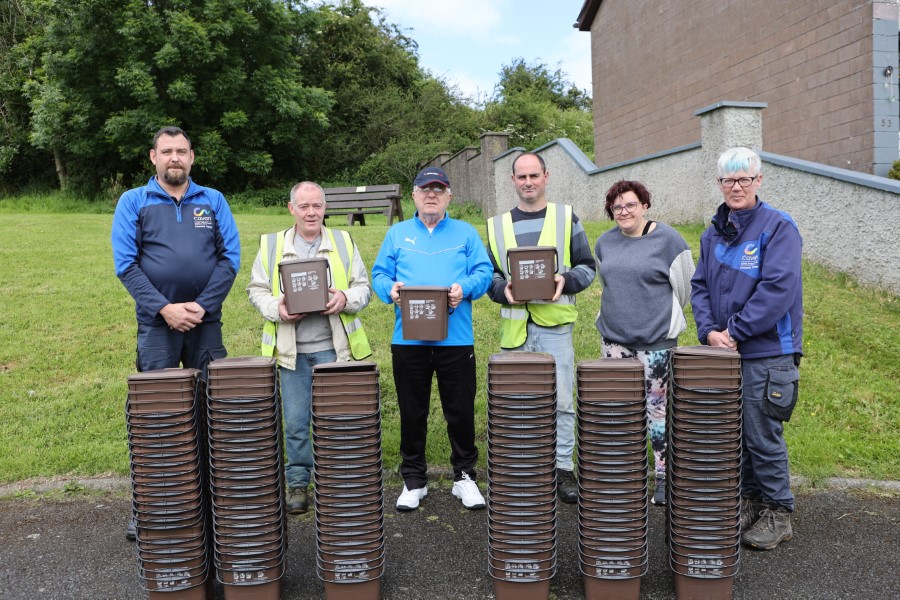 Pictured at Drumnaveil, Cootehill are Darren Duffy, Community Warden; Paddy Flynn; Tim Murphy; Christopher Nevin; Orla McCullough; and Marie Morgan, Community Warden. PHOTO: Vera Farrelly