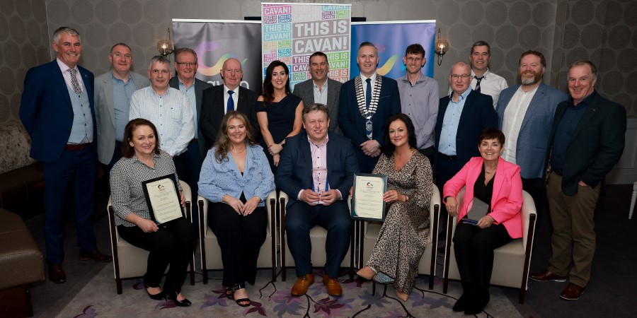 Cathaoirleach Cllr Philip Brady joins fellow councillors in congratulating the Cavan GAA and Wellbeing Committee on their overall award win in the Cathaoirleach’s Awards 2024.