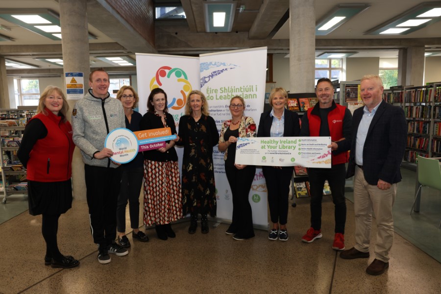 Mary Rose Jordan, Irish Heart Foundation Health Promotion Nurse; Dean McElroy, Cavan Sports Partnership, Emer Mulligan, HSE Connecting for Life; Laura Carey, Cavan County Library Service; Kim Doherty, Mental Health Ireland; Pauline McDonald Smith, Cavan County Library Service; Teresa Treacy, Healthy Ireland at your Library Coordinator, Cavan Library Service; Peter Mulcahy, Irish Heart Foundation; Kevin Curran, HSE Recovery College at the ‘Connect to your Health’ event at Johnston Central Library. PHOTO: Adrian Donohoe.