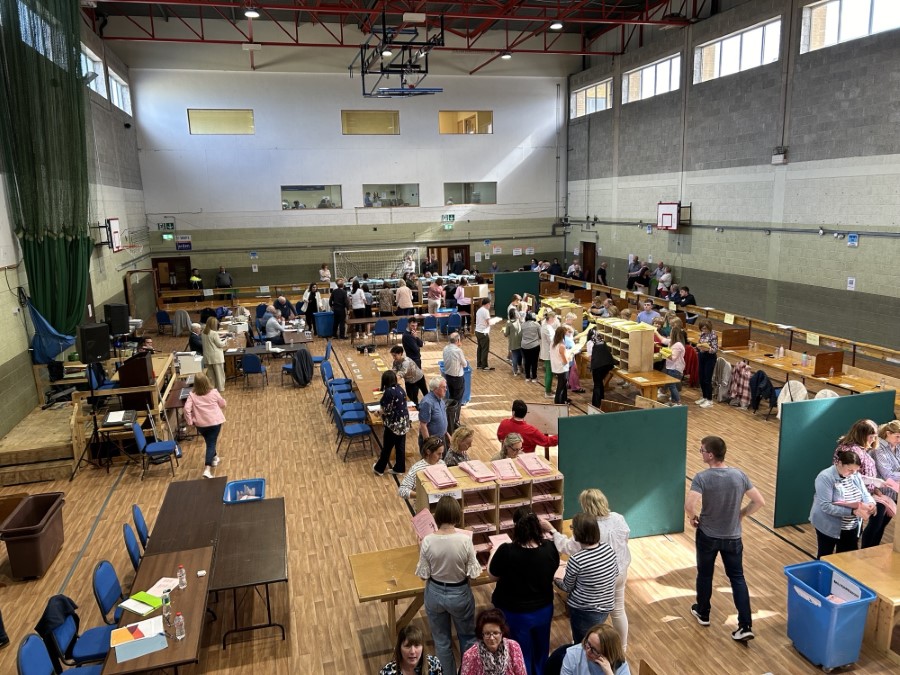 Count staff working on the first count at Cavan Leisure Centre, Drumalee